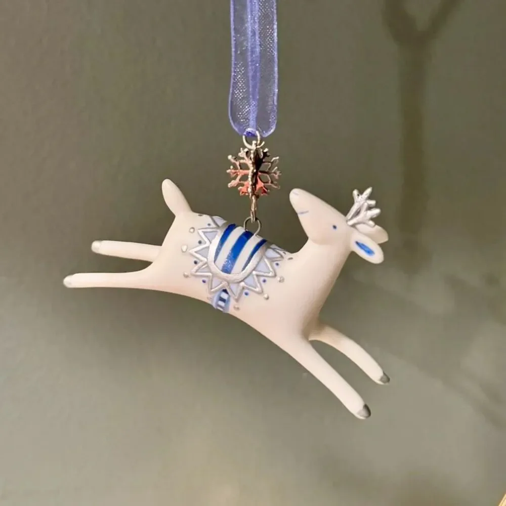 2001 Hallmark Graceful Reindeer Christmas Keepsake Ornaments | Porcelain Winter